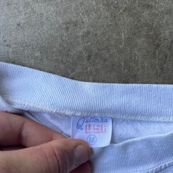 VINTAGE CAT WHISKER SWEATSHIRT 80s RETRO CREWNECK MENS LARGE WHITE USA - Picture 4 of 5